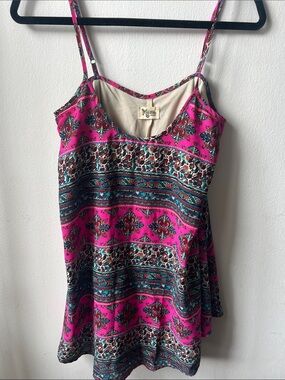 Show Me Your MuMu Hot Pink Patterned Spaghetti Strap Mini Dress Swim Cover Up